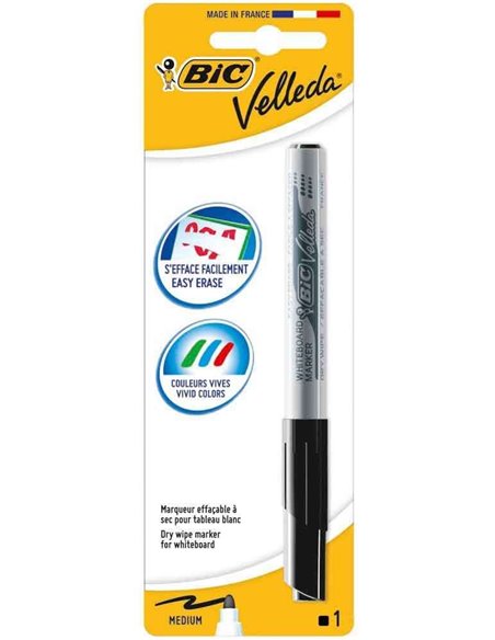 Bic Velleda 1741 Marqueur Pour Tableau - Pointe de 4.5 mm - Trait 1.4mm - Encre Avec Base de Acetona - Borrado Optimo - Larga Du
