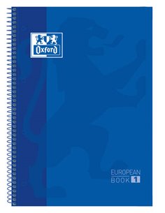 Oxford Europeanbook 1 Cahier Spirale Format A4+ Cuadriculado 5x5mm - 80 Feuilles - Banda de Couleur - Couvercle Extradura Brilla