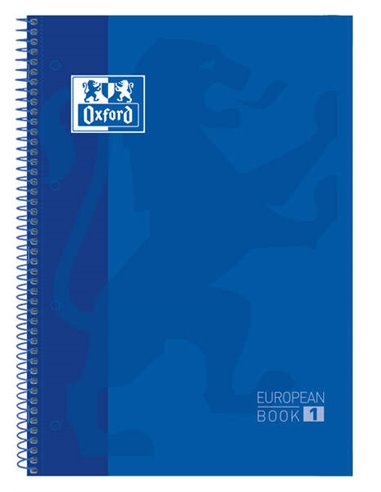 Oxford Europeanbook 1 Cahier Spirale Format A4+ Cuadriculado 5x5mm - 80 Feuilles - Banda de Couleur - Couvercle Extradura Brilla