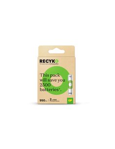 GP ReCyko Pack de 2 Pilas Recargables 950mAh AAA 1.2V - Precargadas - Ciclo de Vida: Jusqu'à 1.000 Veces