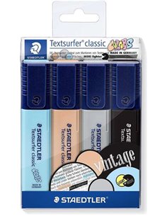 Staedtler Textsurfer Classic 364 Pack de 4 Marcadores Fluorescentes - Séchage rapide - Trait 1 - 5mm Aprox - Couleurs assorties