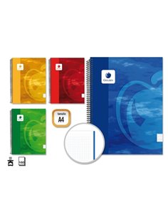 Golden Cahier Spirale A4 160 Feuilles 60grs Cuadricula 5x5 - Feuilles Microperforadas - Couverture rigide Plastificada - Couleur