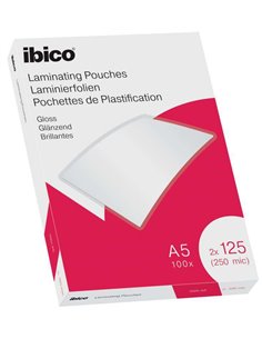 Ibico Boîte de 100 Laminas de Plastificar Gloss A5 125 Micras - Acabado Cristalino de Alto Brillo - Plastifica Papier, Fotos, Ta
