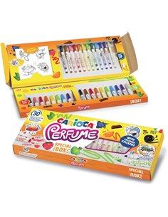 Carioca Parfum Pack de 30 Feutres Perfumados - 12 Pointe Media, 10 Pointe Maxi et 8 Pointe Maxi et Pointe Avec Sellos - Ideales 