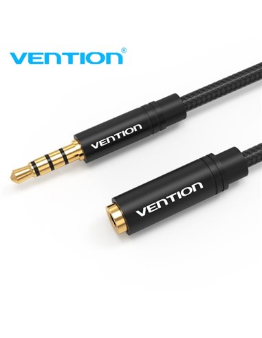 Vention BHBBG Câble de Extension de Audio - Estereo - Contactos Bañados en Oro - Diametro 3.5 mm - Couleur Noir
