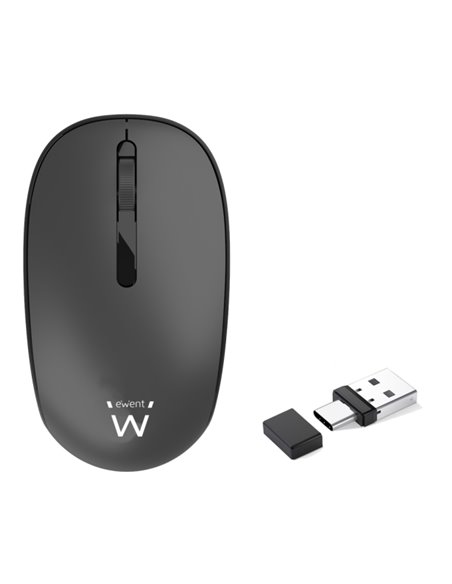 Ewent Souris Inalambrico - 1000dpi - Receptores USB-À et C de 2.4GHz- Bluetooth 5.1 - Clic Silencioso - 3 Botones - Pila AA Incl