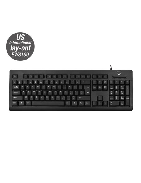 Ewent Clavier Avec Câble USB - Perfil Delgado - Patas Ajustables - Disposicion Inglesa QWERTY US - Câble de 1.35m - Couleur Noir