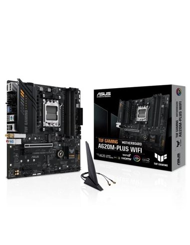 Asus TUF Gaming A620M-PLUS WIFI Placa Base AM5 - WiFi, Bluetooth, 4x DDR5, 2x M.2, 4x SATA III, PCIe 3.0, RJ-45, USB-À, USB-C - 