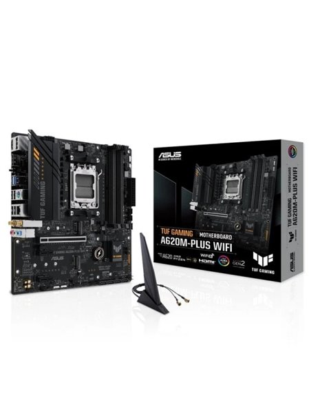 Asus TUF Gaming A620M-PLUS WIFI Placa Base AM5 - WiFi, Bluetooth, 4x DDR5, 2x M.2, 4x SATA III, PCIe 3.0, RJ-45, USB-À, USB-C - 