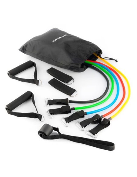 Innovagoods Rebainer Set de 5 Bandas de Resistencia Avec Accesorios - Resistencia Réglable - Guia de Ejercicios - Portable - Man