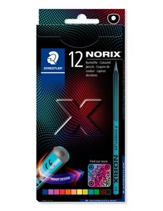 Staedtler Norix 186 Pack de 12 Lapices de Couleurs HB - Bois Negra - Mina de Grafito - Design Intelligente - Pour Escribir, Dibu