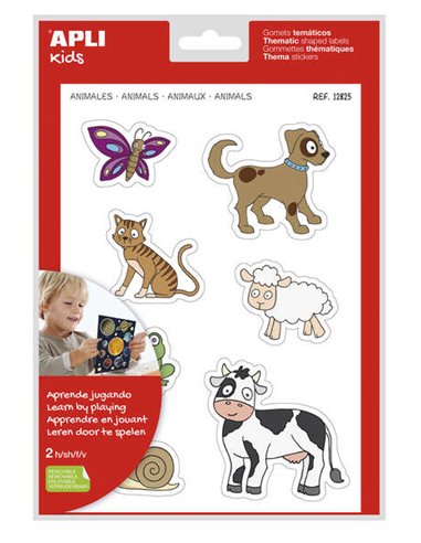 Apli Gomets Tematicos Animales xL - 28 Gomets en 2 Feuilles A4 - Desarrollados Avec Educadores - Adhésif Removible - Taille xL S