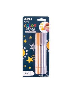 Apli Couleur Sticks Pack Avec 2 Temperas Solidas de 6g - No Manchan, Acabado Satinado, Séchage rapide - Efecto Cera ou Tempera S