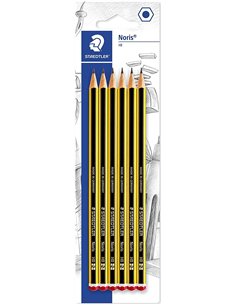 Staedtler Noris 120 Pack de 6 Lapices de Grafito Hexagonales HB - Resistencia à la Rotura - Bois de Bosques Sostenibles