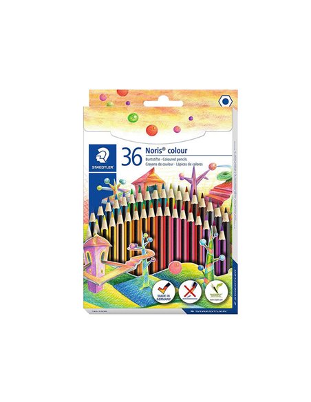 Staedtler Noris Colour 185 Pack de 36 Lapices Hexagonales de Couleurs - Fabricados en Wopex - Muy Résistants - Bois de Fuentes S