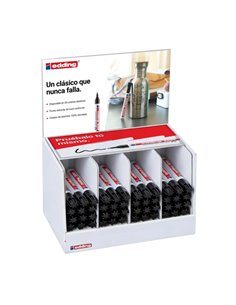 Edding 3000 Présentoir Avec 48 Feutres Permanentes - Pointe Ronde de 1.5mm - Trait entre 1.5 et 3mm - Rechargeable - Séchage rap