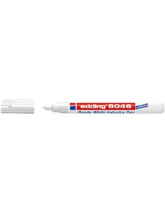 Edding 8046 Feutre Permanent Industriel - Pointe Ronde 1-3mm - Encre Opaca - Résistant al Desgaste, Roce et Luz - Couleur Blanc