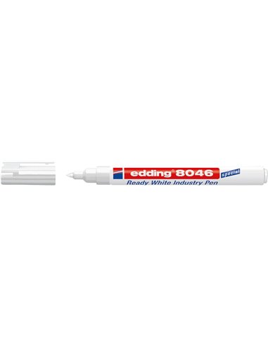 Edding 8046 Feutre Permanent Industriel - Pointe Ronde 1-3mm - Encre Opaca - Résistant al Desgaste, Roce et Luz - Couleur Blanc