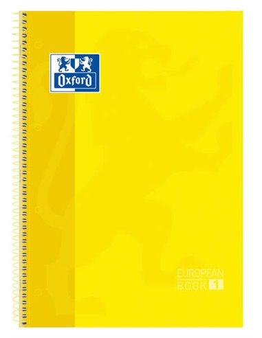 Oxford Europeanbook 1 Cahier Spirale Format A4+ Cuadriculado 5x5mm - 80 Feuilles - Banda de Couleur - Couvercle Extradura Brilla
