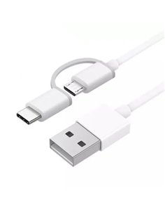 Xiaomi Câble USB-À à MicroUSB Avec Adaptateur à USB-C - Longueur 1m - Couleur Blanc