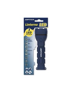 Jupiter Linterna de Luz Blanca 3 LED 50lm - Corps de Goma - Resistencia IP44 - Funciona Avec 2 Pilas AA (No Incluidas) - Couleur