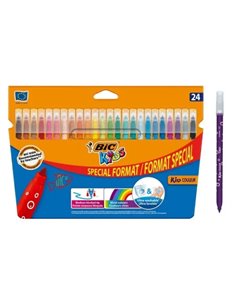 Bic Kids Couleur Pack de 24 Feutres - Pointe Mediana - Lavable - Couleurs assorties