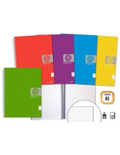 Golden Cahier Spirale A5 160 Feuilles 60grs Cuadricula - Feuilles Microperforadas Avec 4 Taladros et 4 Bandas de Couleur - Couve
