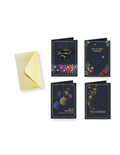 Bismark Carte de Felicitacion Navideña Foil Green Avec Sobre - 4 Diseños Diferentes