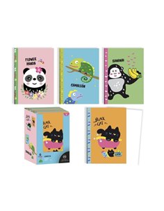 Bismark Animals Carnet Grapada A5 32 Feuilles Lisas - Portada Avec Diseños de Animales - Toucher Soft - 4 Diseños Diferentes