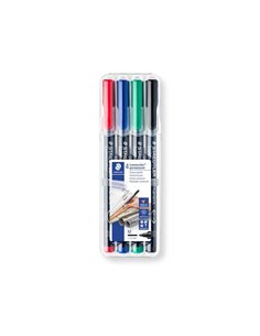Staedtler Lumocolor 317 Pack de 4 Feutres Permanentes - Pointe Media Ronde - Trait 1mm Aprox - Capuchon Avec Clip - Séchage rapi