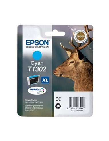 T1302 Cyan Cartouche Jet d'Encre Epson Cerf