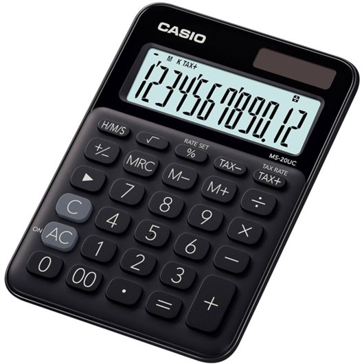 CASIO Calculatrice de bureau 12 chiffres Noir MS-20UC-BK-S-EC