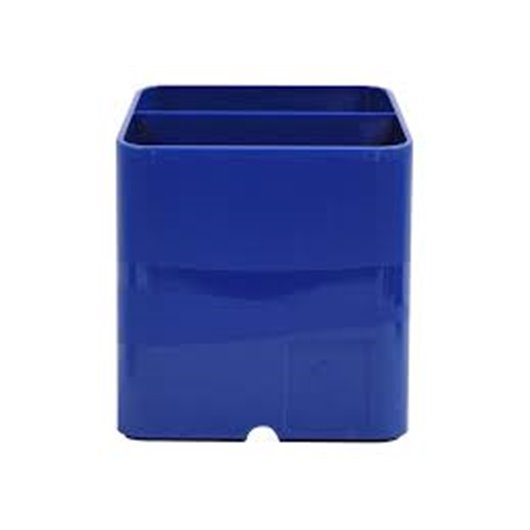 EXACOMPTA Pot à crayons 2 cmpts. Passe-câble sous le pot pour bloquer 1 fil. Dim:L7,4xH9,3xP7,4 cm. Bleu