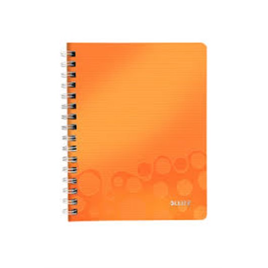 LEITZ Cahier WOW spirales 160 pages détachables 80g A5 5x5. Couverture polypropylène Orange