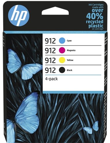 HP 912 - HP 6ZC74AE - Noir / Couleurs - Pack de 4 Cartouches HP