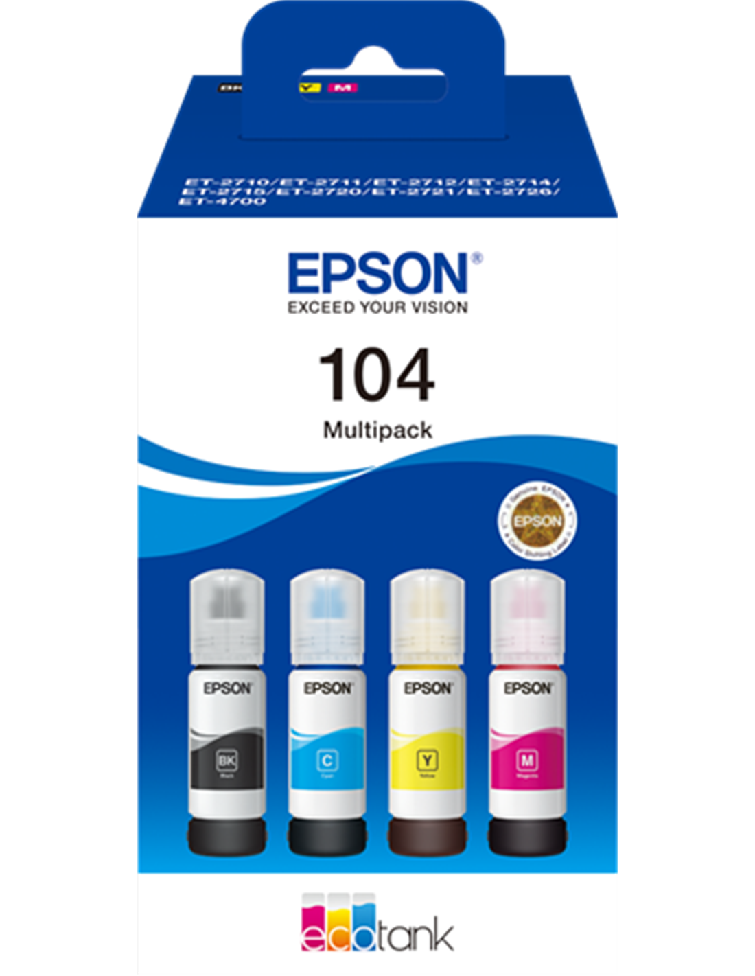 Epson 104 - Epson C13T00P640 - EcoTank 104 - Noir - Pack de 4 Flacons d'encre Epson