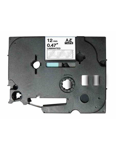 Brother TZe135 Cinta Laminada Generica de Etiquetas - Texto Blanc sobre fondo Transparent - Ancho 12mm x 8 metros