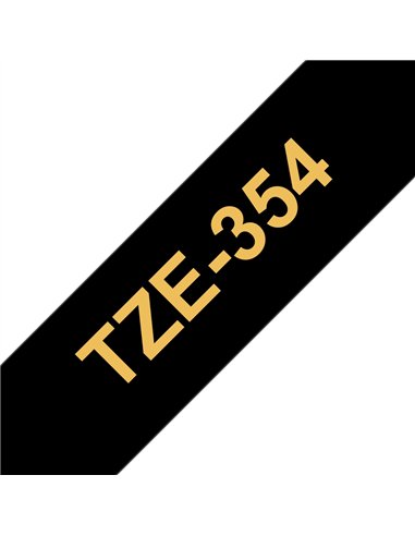 Brother TZe354 Cinta Laminada Generica de Etiquetas - Texto dorado sobre fondo Noir - Ancho 24mm x 8 metros