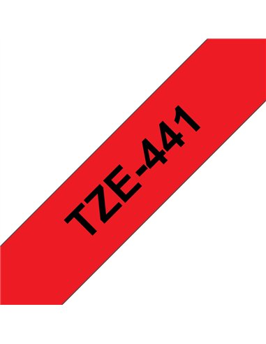 Brother TZe441 Cinta Laminada Generica de Etiquetas - Texto Noir sobre fondo Rouge - Ancho 18mm x 8 metros