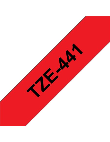 Brother TZe441 Cinta Laminada Generica de Etiquetas - Texto Noir sobre fondo Rouge - Ancho 18mm x 8 metros