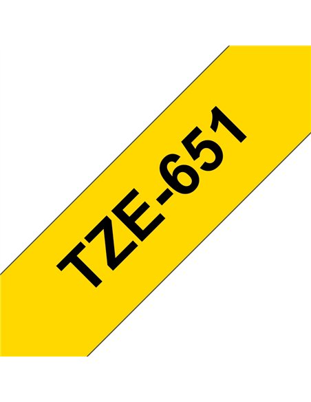 Brother TZe651 Cinta Laminada Generica de Etiquetas - Texto Noir sobre fondo Jaune - Ancho 24mm x 8 metros