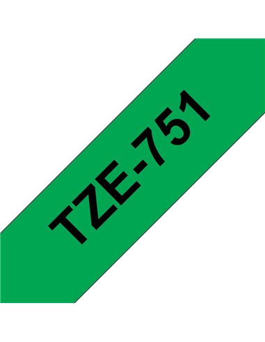 Brother TZe751 Cinta Laminada Generica de Etiquetas - Texto Noir sobre fondo Vert - Ancho 24mm x 8 metros