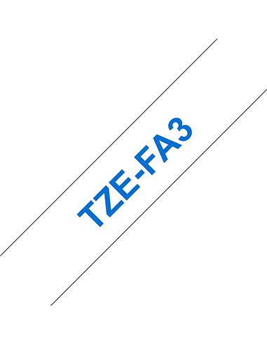 Brother TZeFA3 Cinta Textil Generica de Etiquetas - Texto Bleu sobre fondo Blanc - Ancho 12mm x 3 metros