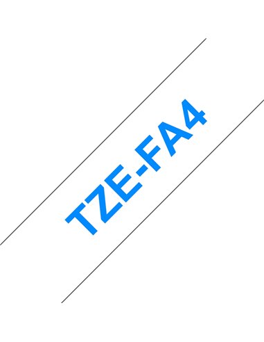 Brother TZeFA4 Cinta Textil Generica de Etiquetas - Texto Bleu sobre fondo Blanc - Ancho 18mm x 3 metros