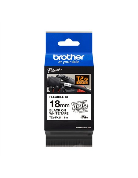 Brother TZeFX241 Cinta Laminada Flexible Original de Etiquetas - Texto Noir sobre fondo Blanc - Ancho 18mm x 8 metros