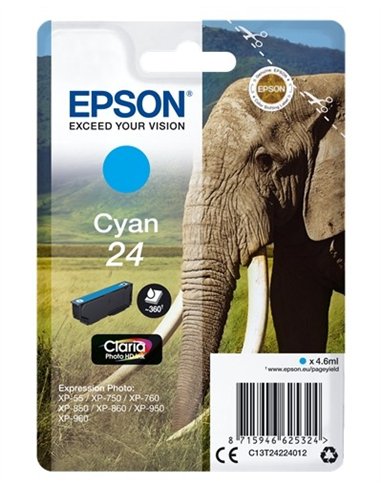Epson T2422 - 24 - Elephant - Cyan - Cartouche Epson