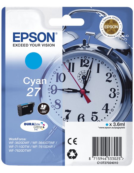 Epson T2702 - Epson 27 -Epson  Reveil - Cyan - Cartouche Epson