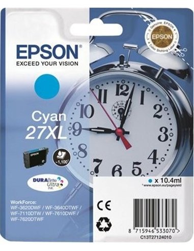 Epson T2712 - Epson 27XL -Epson  Reveil - Cyan - Cartouche Epson