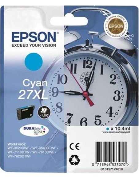 Epson T2712 - Epson 27XL -Epson  Reveil - Cyan - Cartouche Epson