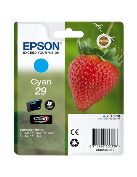 T2982 - 29 - Cyan - Cartouche Epson "Fraise" Claria